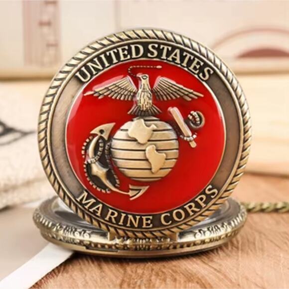 United States Marine Corps Pocket Watch USMC Men's Christmas Birthday Gift NEW - Picture 2 of 7